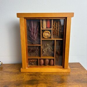 Vintage Wooden Shadow Box w/ Dried Botanical Display